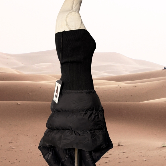 Elegant Asymmetrical Black and Cream Dress - Picture 5 of 8